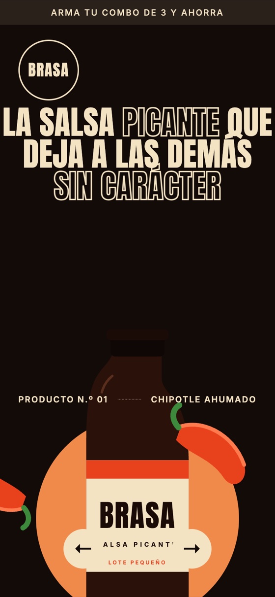 Captura de la página web de Brasa salsa picante en móvil