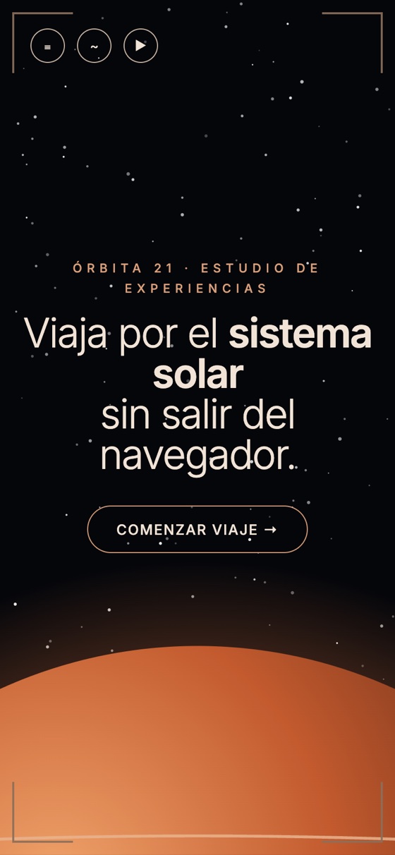 Captura de la página web de Órbita 21 en móvil